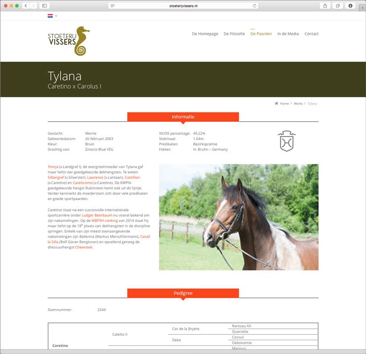 Website Stoeterij Vissers