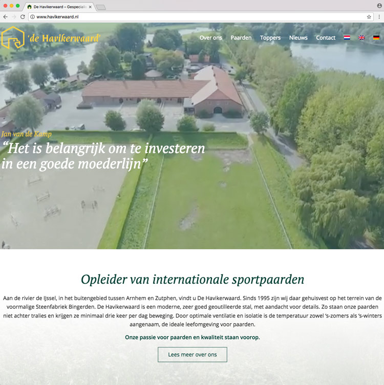 Homepage van de website van De Havikerwaard.