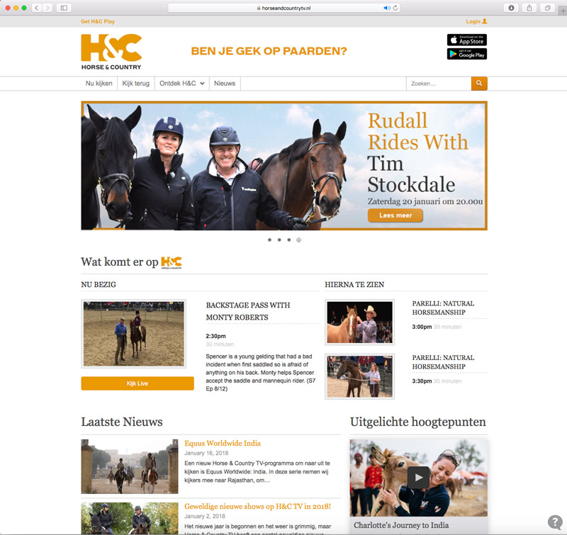 De website van Horse & Country TV.